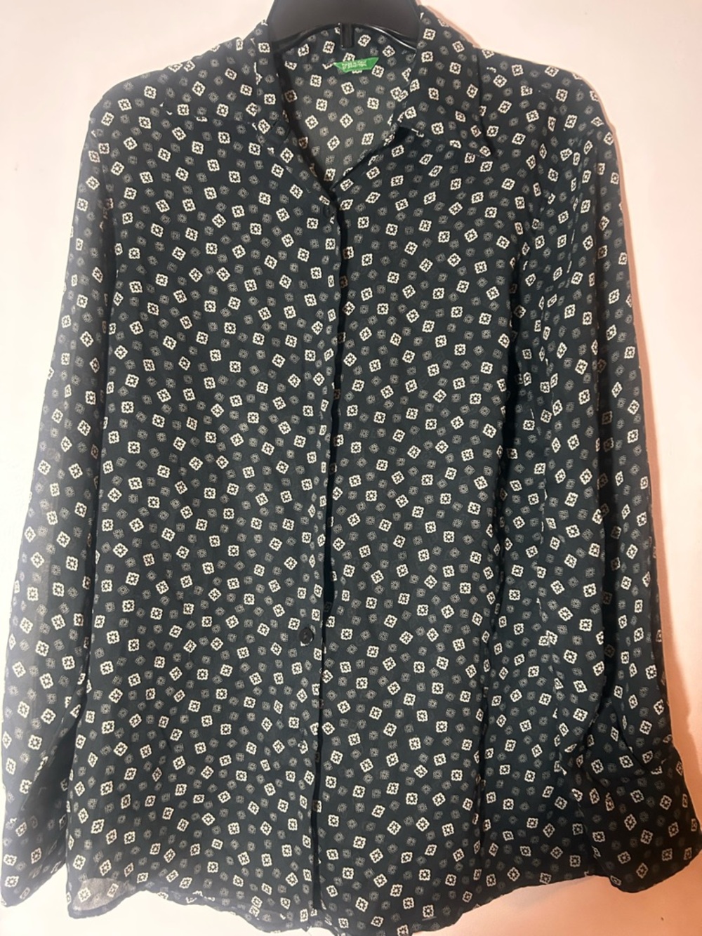 Benetton XL  Geometric Preppy Top